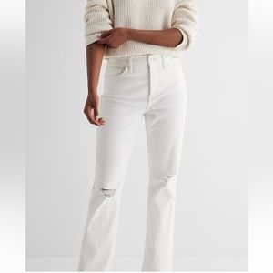 Express High Waisted White Ripped '90s Bootcut Jeans Sz-4